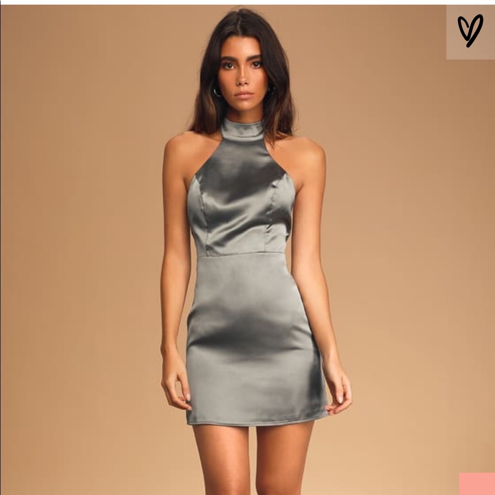 Lulus Satin Halter Mini Dress- never worn